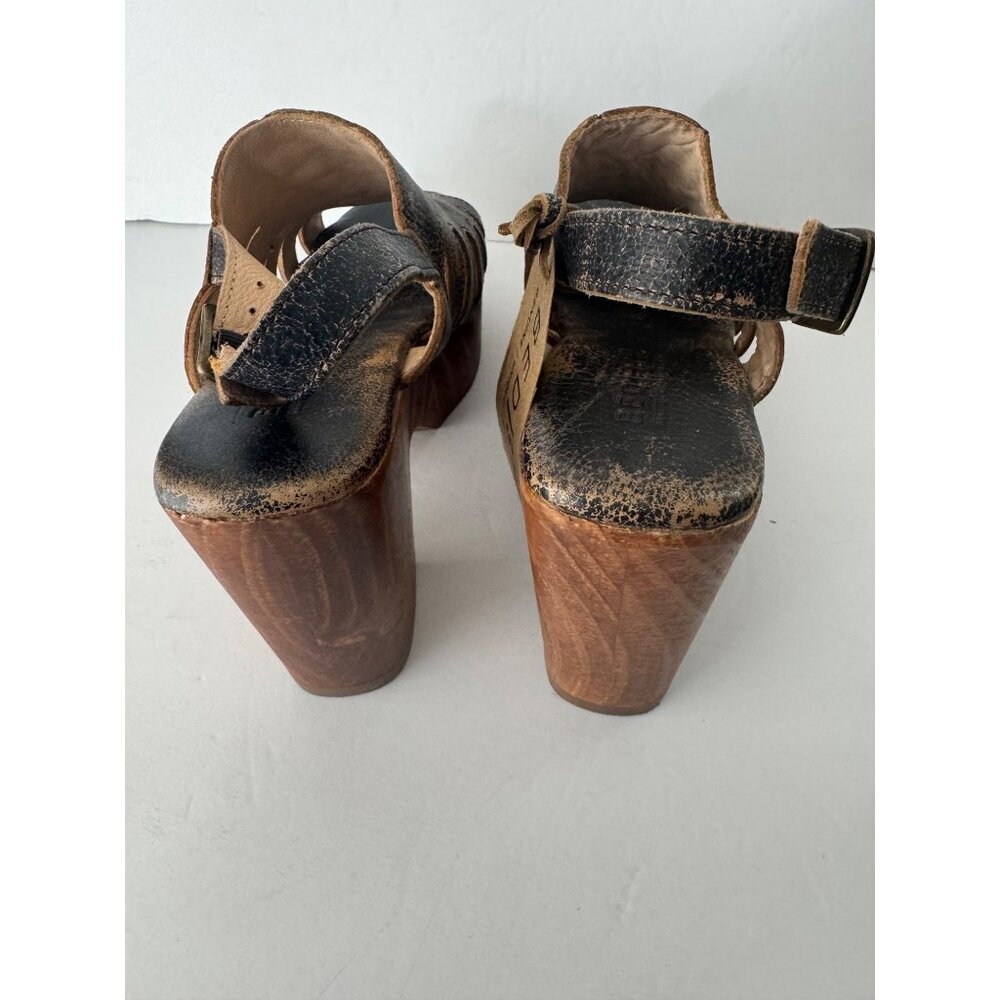 NEW Bed Stu Fontella Platform Black Leather Distressed Sandal Size 10 - Picture 5 of 8
